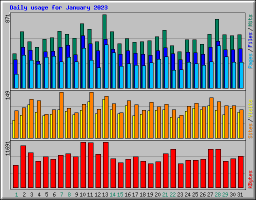 Daily usage for January 2023